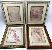 Pair of colour prints of Old Master drawings, 36cm x 26cm and two others (4)