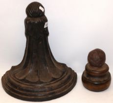 Large black painted cast iron door porter, H33.5cm, and another door stop (2)