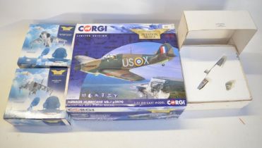 Four boxed diecast aircraft models to include 3x Corgi limited editions, 1/32 scale AA35509 Hawker