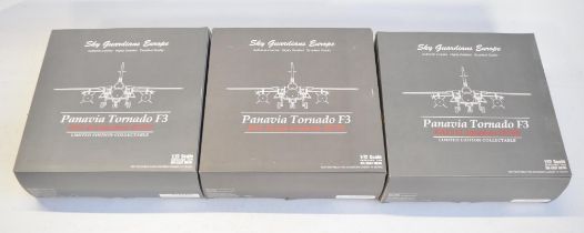 Three 1/72 scale diecast Royal Air Force Tornado F3 models by Sky Guardians Europe to include 43, 56