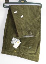 Three pairs of Hoggs, gents plus fours, in Brisbane moss, green corduroy, Size 32, 36 & 38