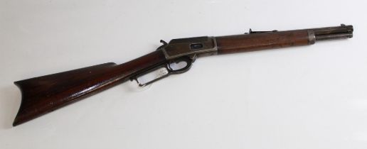 Marlin Lever Action 25-20 single shot Sheriffs Rifle, manufactured 1881. Barrel length 13ins, Length