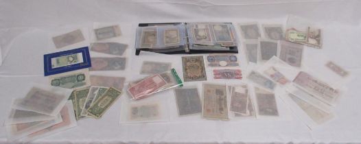 Mixed collection of c20th International Banknotes, loose and in folder cont. Marks, Dollars, Francs,