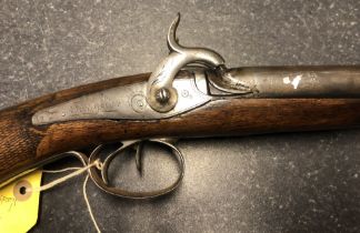Tangelier of Bargets Double Barrel 18bore Muzzle loading Shotgun. This gun is classed as left handed