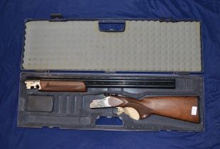 Cased Armsam 12B over and under ejector shotgun with 28inch barrels and 14 1/4" pistol grip stock