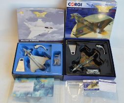 Two Corgi Aviation Archive 1/72 scale diecast limited edition RAF Typhoon models to include