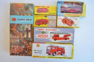 Collection of vintage diecast fire engine models from Matchbox, Dinky and Corgi to include Corgi