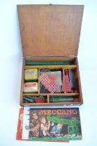 Vintage Meccano set in wooden box with instructions for Outfit No3