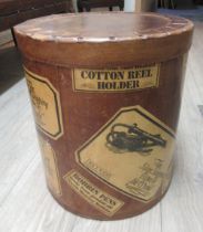 Cylindrical hat box with Vintage haberdashery labels H40cm and a pair of Ikea Gladom black metal