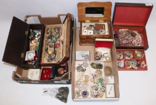 Collection of costume jewellery, silver 'mizpah' brooch, Smiths Empire ladies wristwatch,