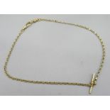 9ct yellow gold double albert chain, stamped 9ct, with 9ct gold T bar stamped 9ct, 13.33g