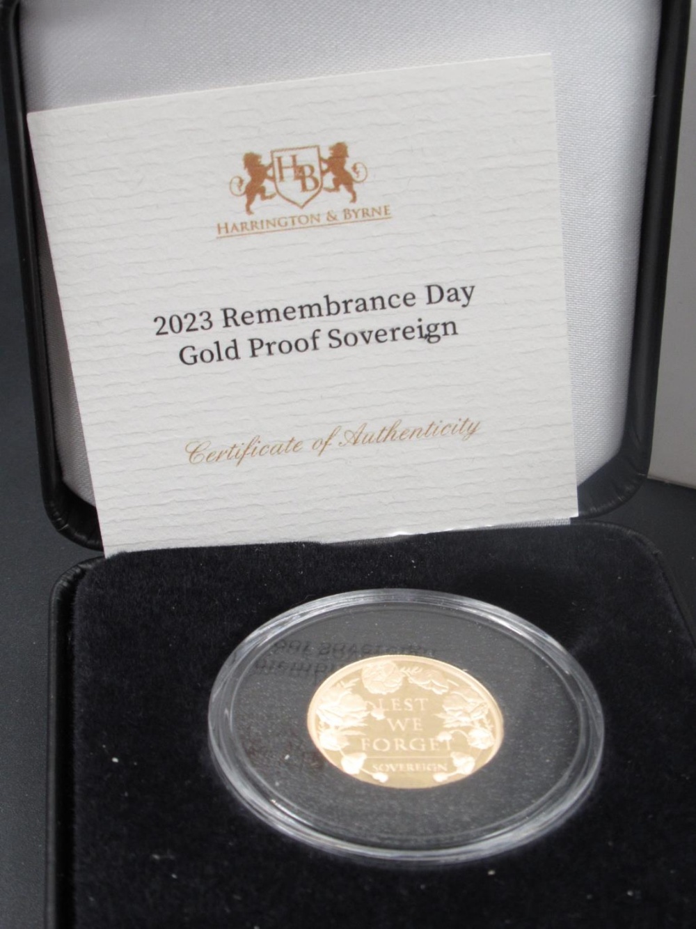 Harrington & Byrne 2023 Remembrance Day Gold Proof Sovereign, country of issue Ascension Island, - Image 2 of 2