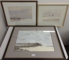 A.P. Best (British C20th); 'Sand Dunes Norfolk Coast' watercolour, signed and dated '89' and two