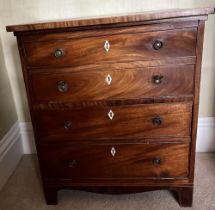 George III mahogany commode, later adapted with two faux drawer fall fronts on shaped bracket