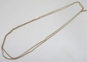 9ct yellow gold double belcher chain necklace with dog clip clasp, stamped 9c, 13.32g