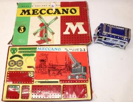 Vintage Meccano No.3 windmill set boxed, and a camper van assembled & unboxed