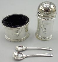 Silver cruet items, Art Deco pepperette, by Docker & Burn Ltd, Birmingham, 1925, 20th century silver