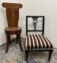 Victorian Country made Childs correction type chair on curved supports and an Edwardian ebonised