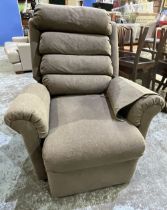 Pride electric rise and recline arm chair upholstered in oatmeal