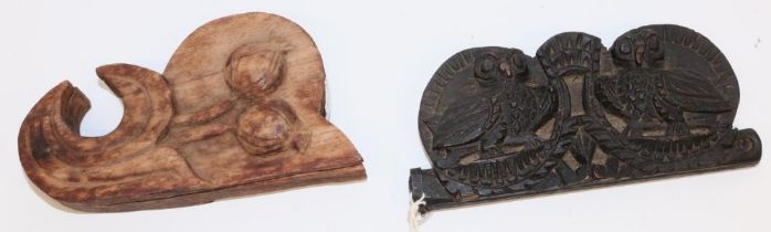Set of opium scales in carved wood box decorated with owls, and similar opium scale box decorated