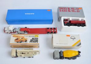 Three 1/50 scale diecast plant truck models to include Conrad Volvo NL12 Intercooler Heavy Haulage