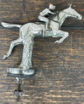 Chrome Art Deco steeplechaser car mascot, H10cm