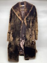 Ladies vintage dark brown lambskin imitation fur coat, with label 'Alpine fashion furs'
