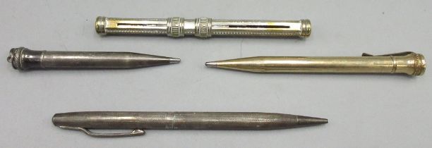 Collection of propelling pencils, incl. an S J Rose & Son silver pencil, and two stamped Wahl