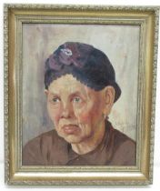 Eastern School (C20th); Portrait of a Woman, head and shoulder, oil on board, indistinctly signed