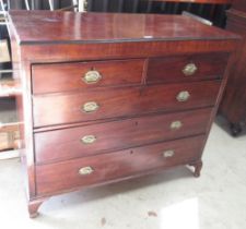 Victorian mahogany chest of two short and three long drawers, on bracket feet, W118 D53cm H105cm