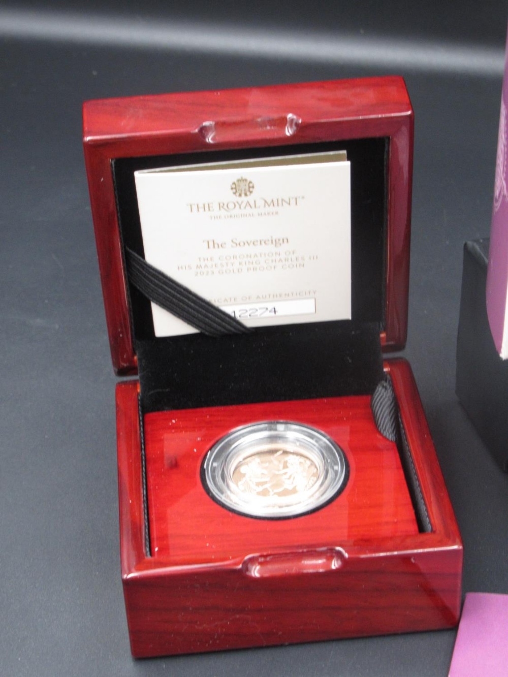 The Royal Mint cased The Sovereign Coronation of King Charles III 2023 Gold Proof Coin, - Image 2 of 3