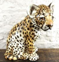 Large ceramic model of a leopard cub, stamped made in Italy, H45cm