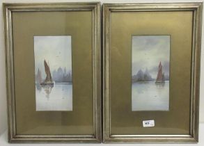 W. Marshall (British early C20th); Sailing Barges on the Thames, pair of watercolours, signed,