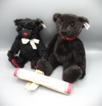 WITHDRAWN Steiff Dominic exclusively for Hamley's in black mohair, H26cm, and a Steiff limited ed