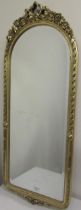 Regency style gilt mirror, arched plate with ribbon tied cresting, H110cm
