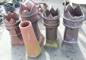 Set of four 'King' chimney pots and one other. A/F