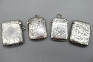 Victorian hallmarked Sterling silver vesta, by William Neale, Birmingham, 1891, and three similar