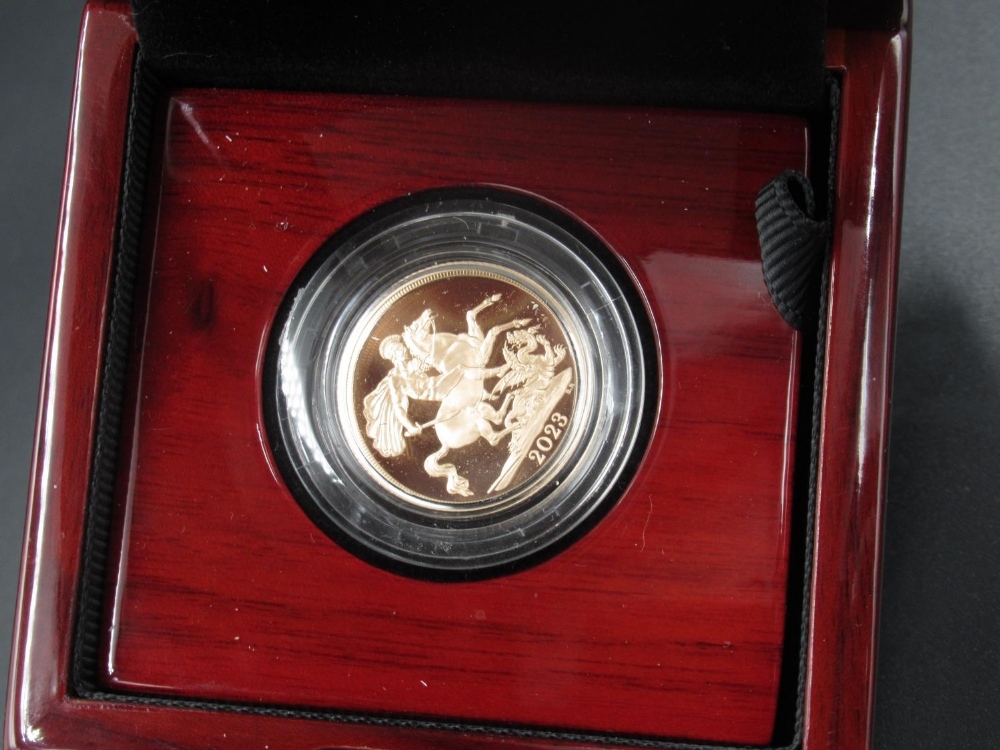 The Royal Mint cased The Sovereign Coronation of King Charles III 2023 Gold Proof Coin, - Image 3 of 3