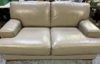 Plush think sofas pebble leather Melbourne three seat sofa, with loose seat cushions, W173cm