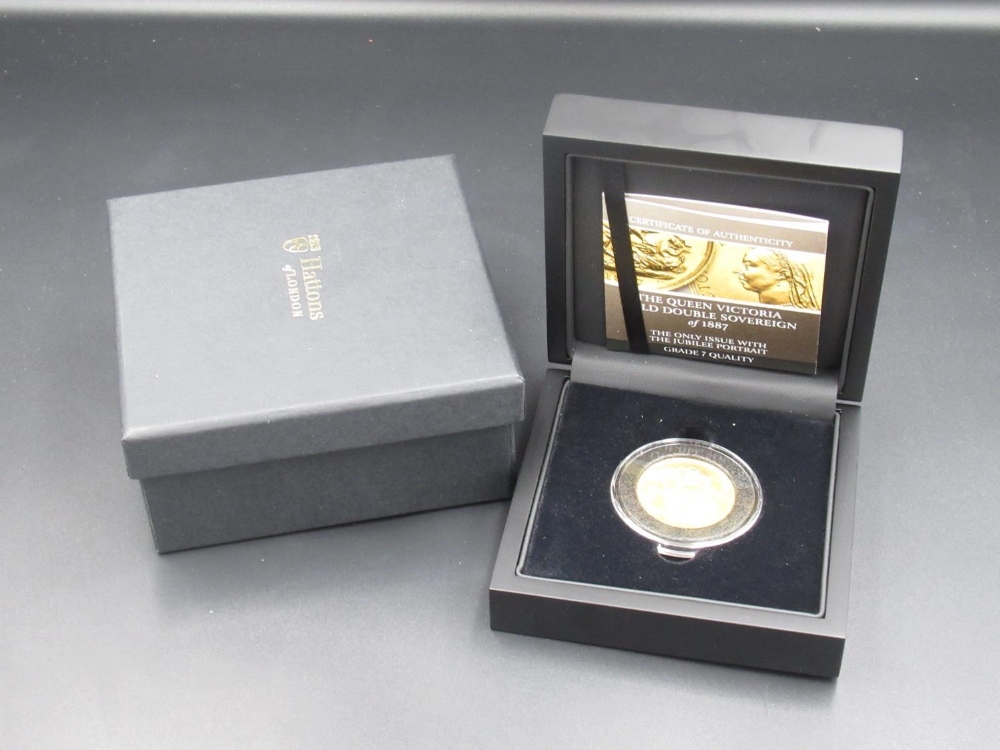 Hattons of London 'The Queen Victoria Double Sovereign', 1887, boxed with certificate of