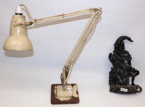 Anglepoise 1227 desk lamp, and a cast iron door porter in the form of a jester, H32cm, both A/F