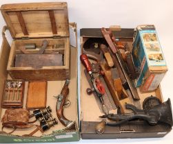 Pair of early C20th Lawrence & Mayo ‘The Lynx’ binoculars in leather case, vintage feather and brass