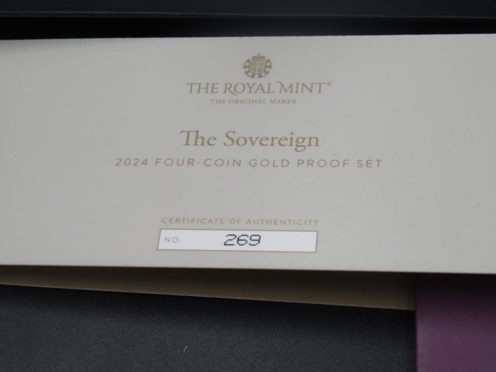 The Royal Mint The Sovereign 2024 Cased Four-Coin Gold Proof Set, including double sovereign, full - Image 3 of 4