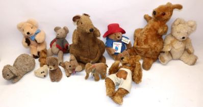 Collection of mid C20th and later soft toys incl. a Hermann mohair elephant, H13cm, etc. (qty)