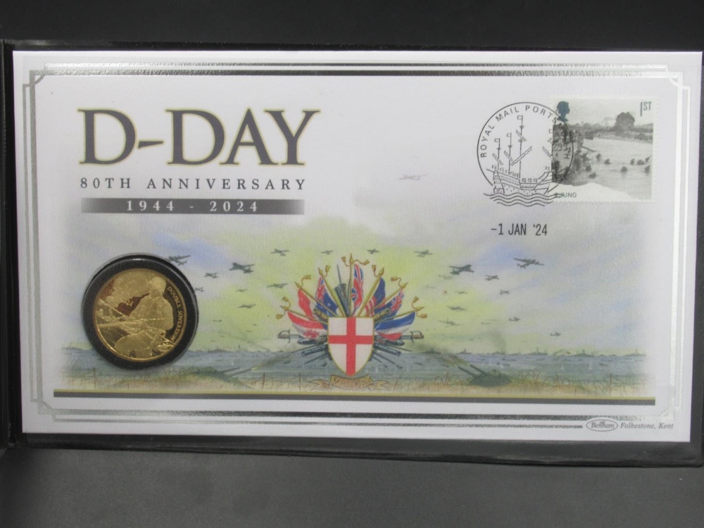 Harrington & Byrne 2024 80th Anniversary of D-Day Gold Proof Double Sovereign Coin Cover, with - Image 3 of 4