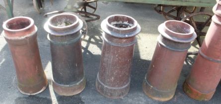 Three salt glazed 'Cannon' chimney pots 75cm and one terracotta pot 72cm (4)