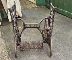 A Cast iron singer sewing machine table base, height 70cm