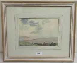 George Butler (British C20th); 'Stony Ridge' watercolour, signed, titled on label verso, 18cm x 25cm