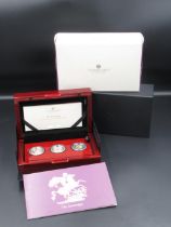 The Royal Mint The Sovereign 2024 Cased Three-Coin Gold Proof Set, including full sovereign, half