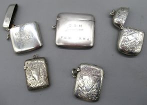 Hallmarked Sterling silver vesta with engraved initials and date, by Asprey & Co Ltd, Chester, 1911,